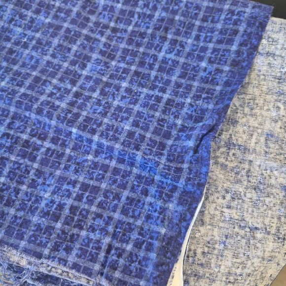 Fabric, Navy Blue Quilting Cotton Checks Prewashed 40" x 1 yd - Picture 2 of 4